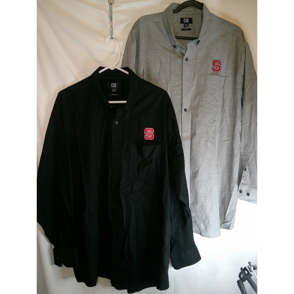 Lot of 2 Cutter & Buck Button Down‎ Dress Shirt NCAA NC State Wolfpack State 1XB